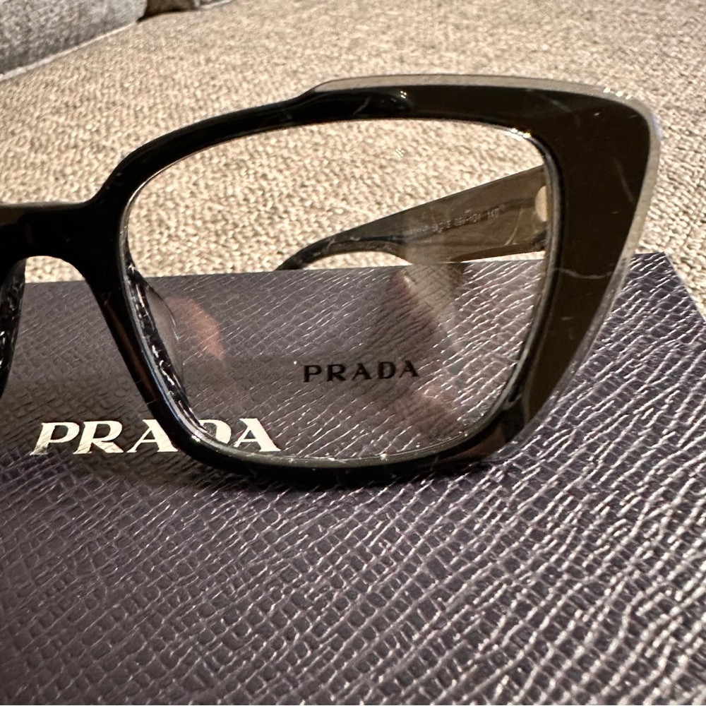 NWT Authentic Prada Eyeglasses VPR01Y 09V-1O1 Black Full Rim Frames 53MM RX-ABLE - Picture 3 of 7